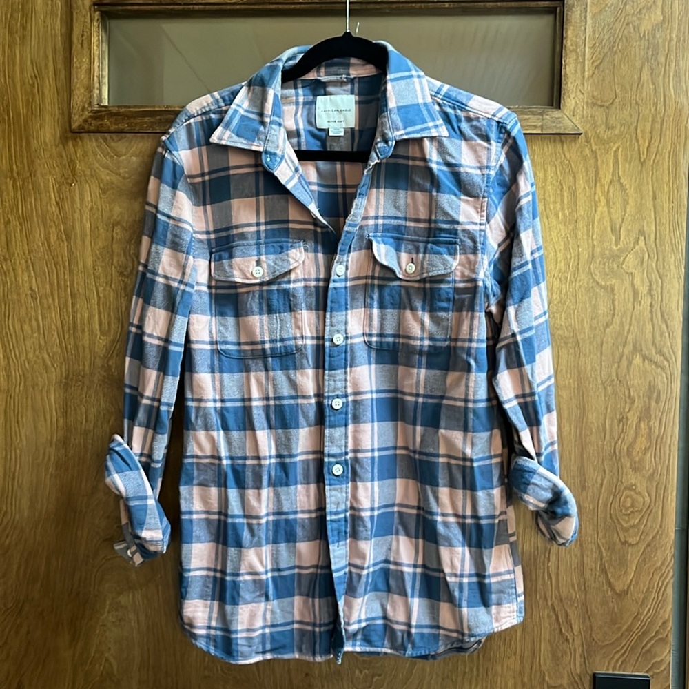 American Eagle Pink/Blue Men’s Flannel